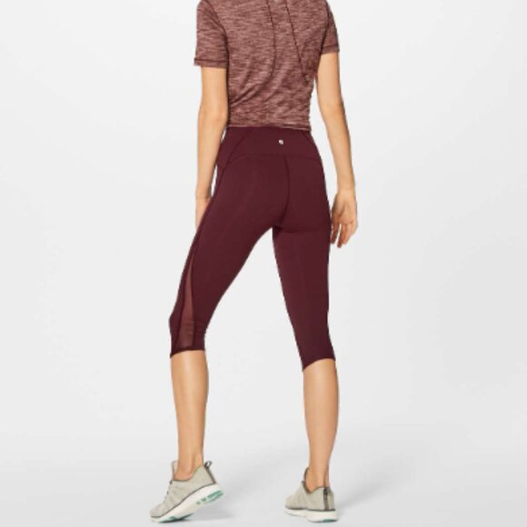 Lululemon Train Times Crop (17”) – Size 8 – Black Cherry or Garnet - Picture 4 of 11